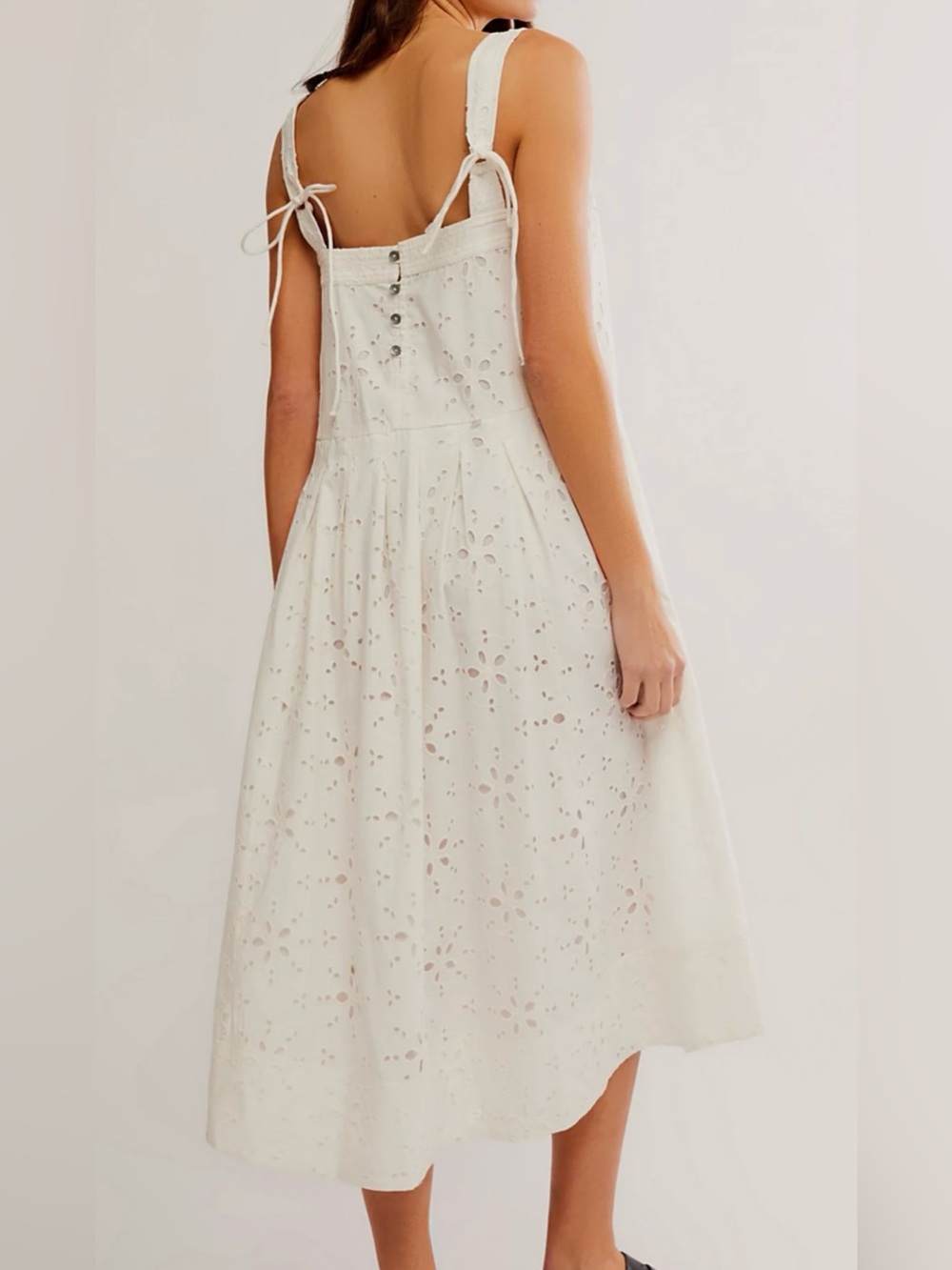 Free People Primavera White Eyelet Lace Cotton Dress. NWT